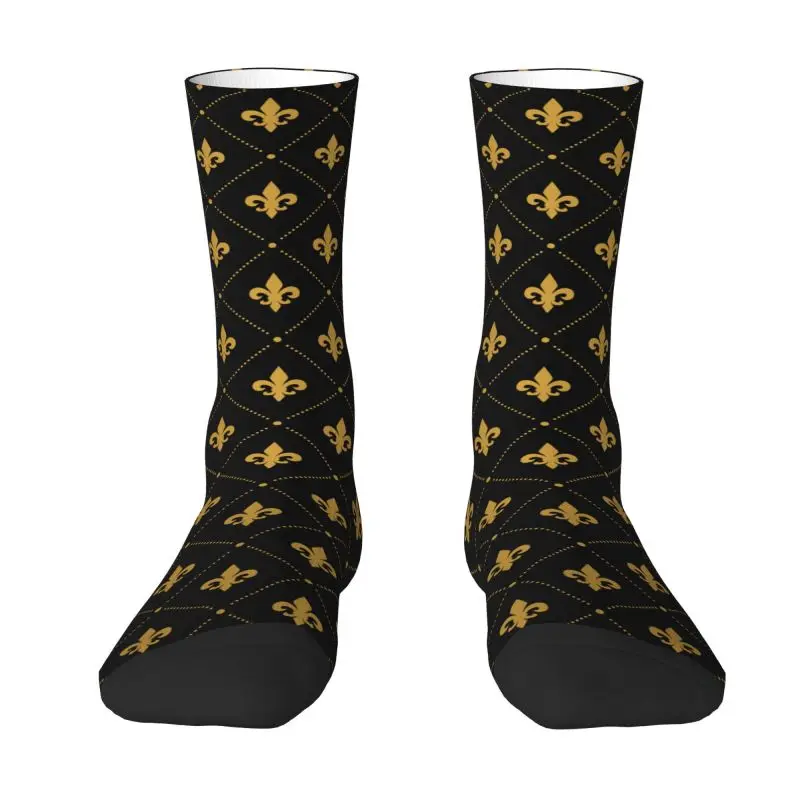 

Lily Flower Fleur De Lis Men's Crew Socks Unisex Cool Spring Summer Autumn Winter Dress Socks