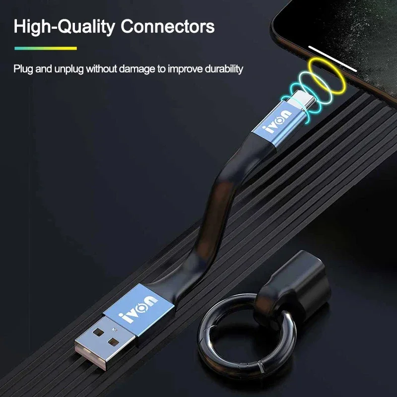 2 in 1 Portable Short Mini Keychain USB Mobile Data Cable for iPhone Xiaomi Oneplus 3A Fast Charging Micro USB C Type C Cable