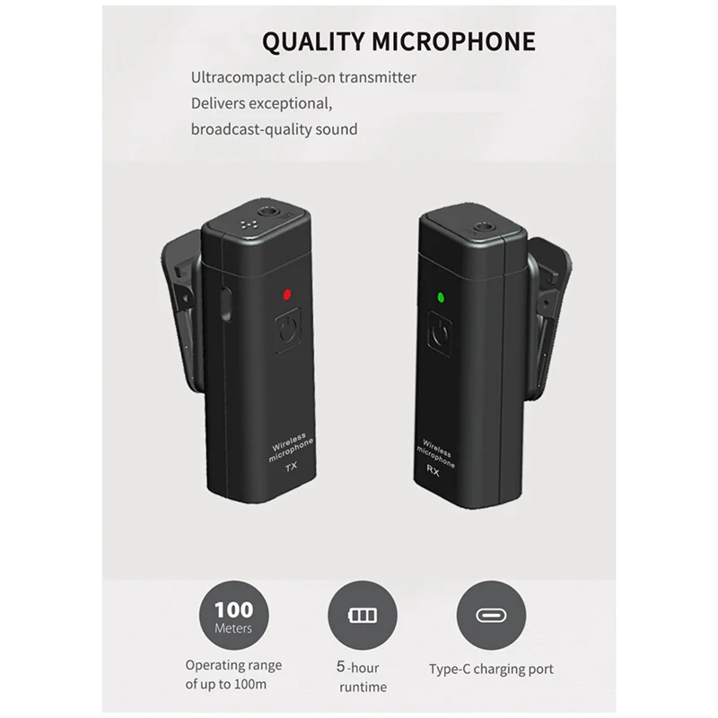 ABMF-UHF Беспроводной микрофон с зажимом для прямой трансляции, микрофон с шумоподавлением, видеорегистратор, микрофон