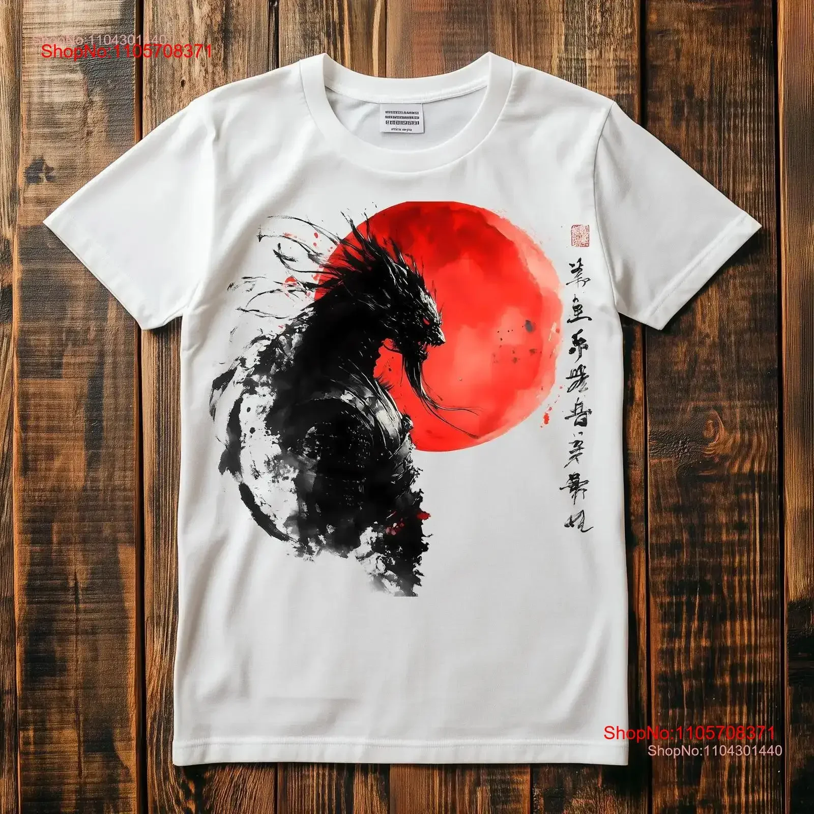 Samurai T shirt Daemon Japanese Animal Print Harajuku Kanji Japan Y2K Anime vintage Washed Unisex streetwear fashion Soft
