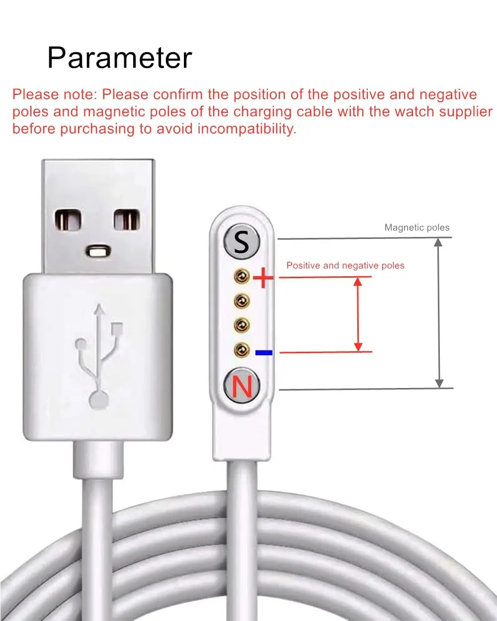 Cabo de carregamento de relógio inteligente, universal 2/4 pinos, relógio inteligente, carregador, smartwatch, carregamento, cabo de carregamento magnético usb, smartwa