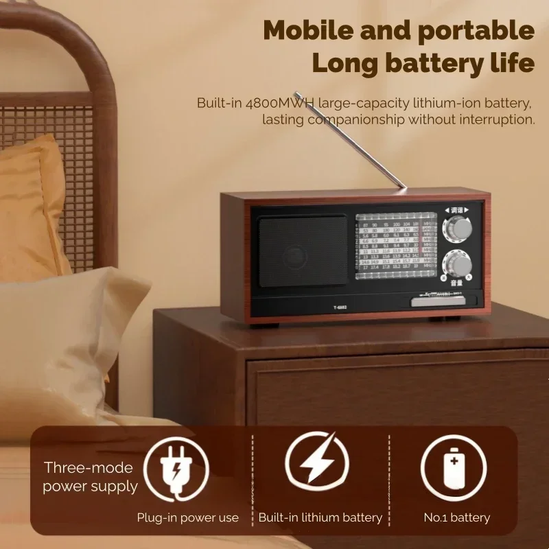 يتم ضبط الراديو لكبار السن يدويًا لبث مكبرات صوت بلوتوث متعددة الوظائف بتردد راديو FM/AM/SW كامل النطاق #6