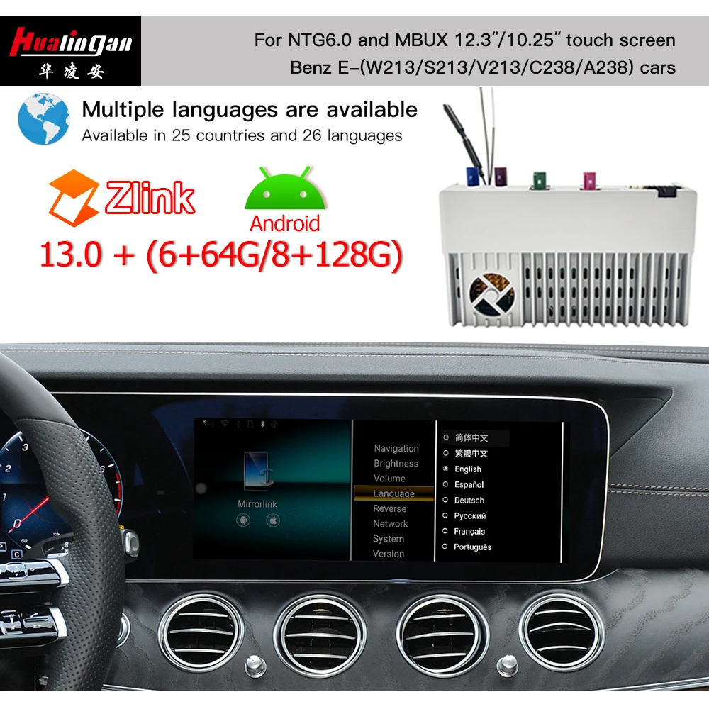 

Hualingan Wireless CarPlay adapter for Mercedes 10.25 "e W213 ntg6 mbux Magic AI box radio navigation update multimedia system