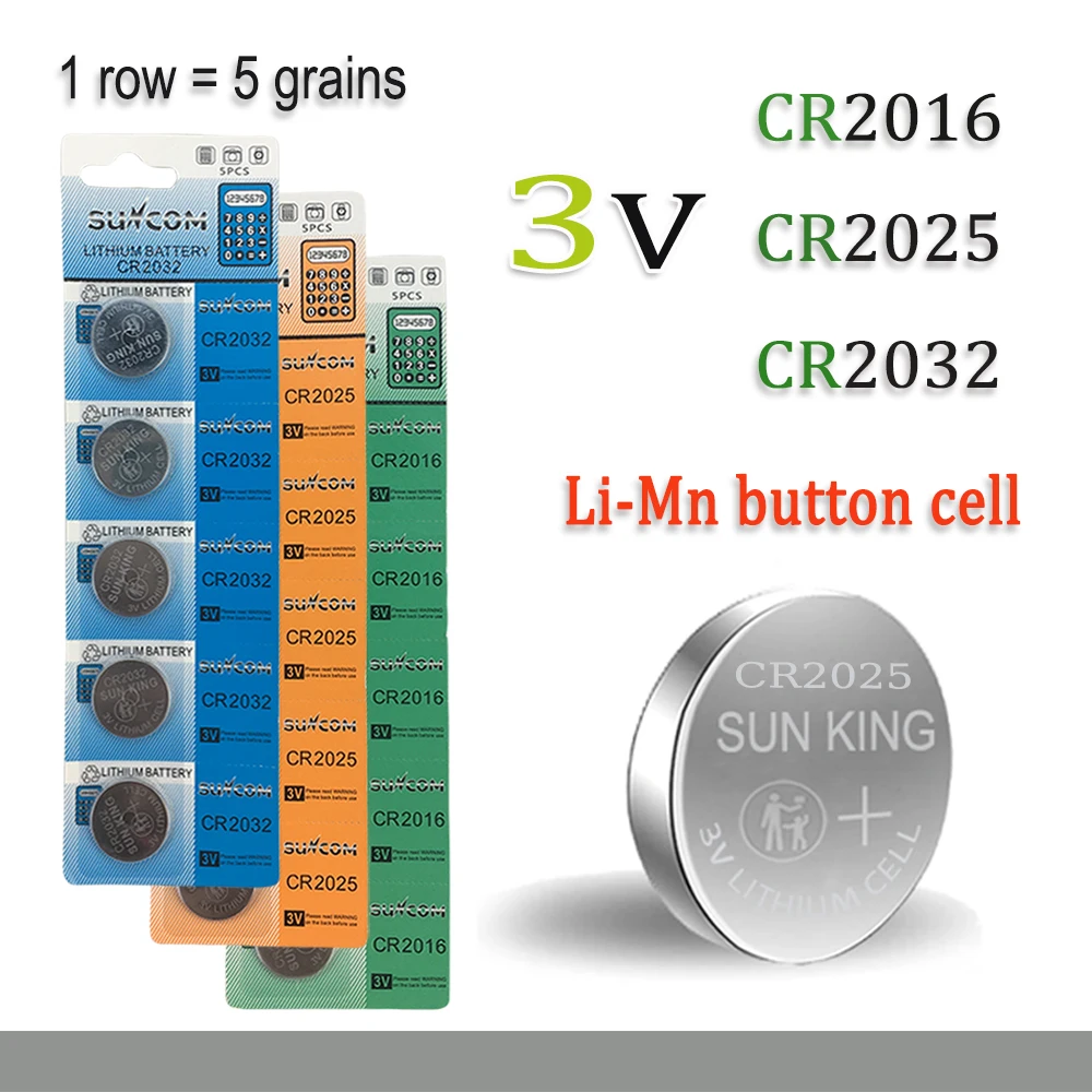 

CR2016/2025/2032 3V Li-Mn button cell Battery Long-lasting, Leak-free, Suitable for flashlights, car keys, watches, key fobs