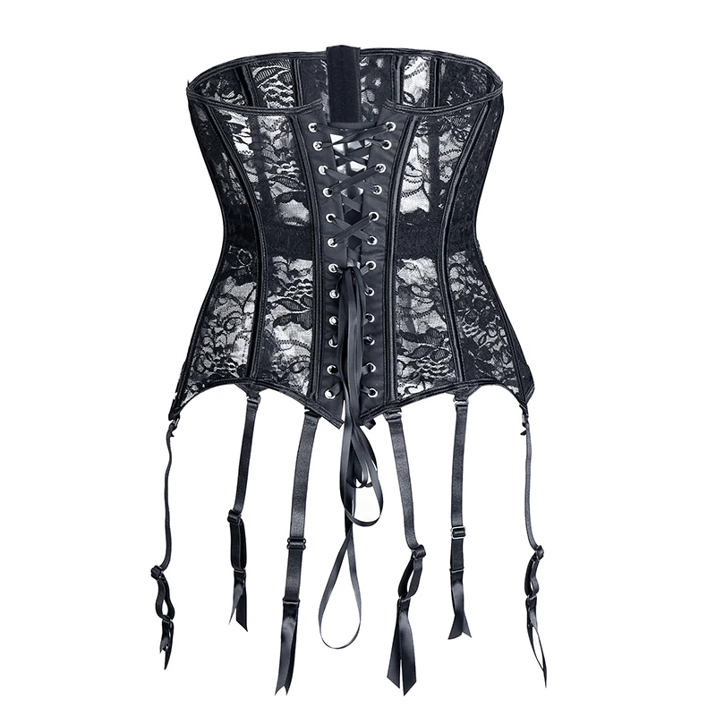 Bustiers & Corsets Sexy Mesh Steampunk Corset Waist Training Corsets Lace Up Underbust Corselet Modeling Corsages Gothic Korset