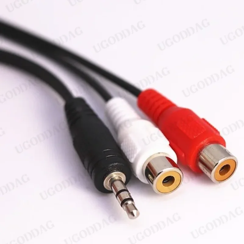 Cable auxiliar de cobre de alta calidad, conector macho de 3,5mm y 3,5 Mm a 2 RCA AV hembra, Cable de Audio y música estéreo