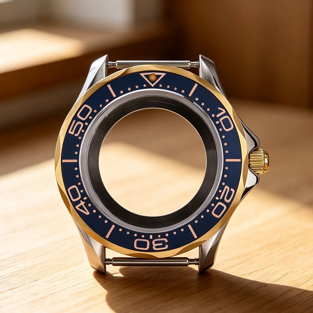 Silver Gold 41MM Watch Case Sapphire Glass For Mod Seamaster 300 NH34 NH35 NH36/38 Movement Watch Waterproof Glass Bottom Cover