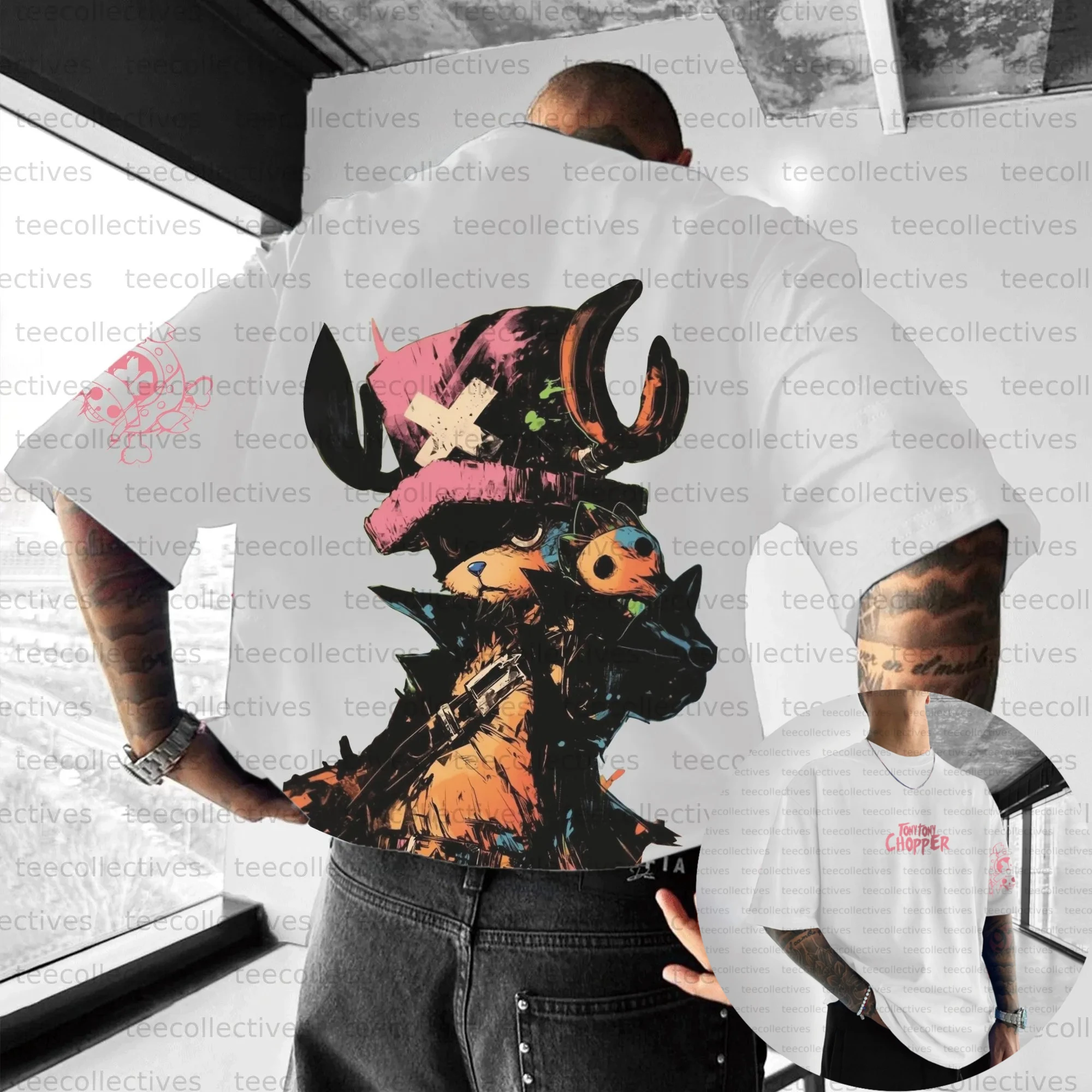 Een Stuk T-shirt Mannen Katoen Korte Mouw Tops 2025 Zomer Anime Grafische Tees Witte Basis Tony Tony Chopper Tekst Rood lettertype