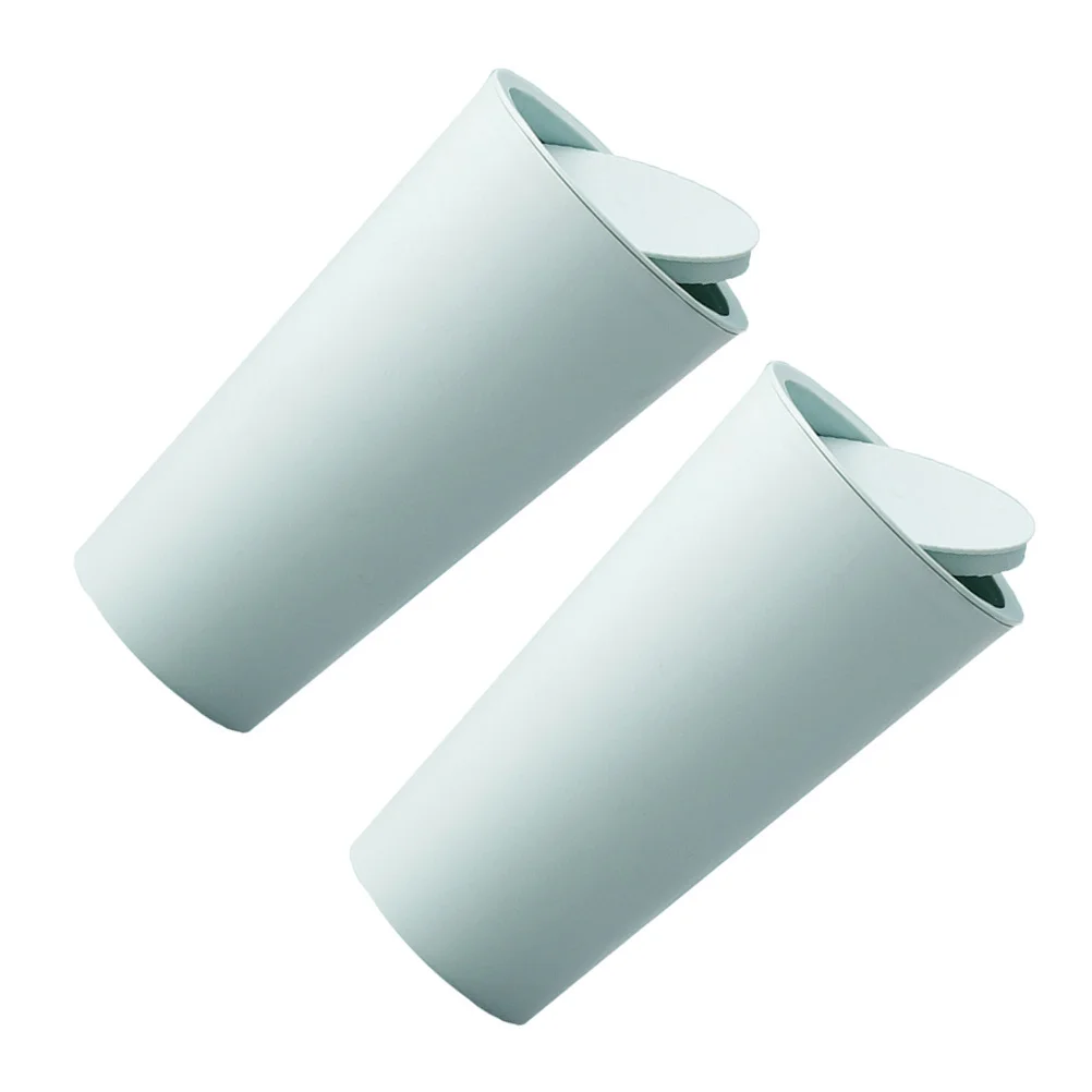 

2pcs Car Trash Bin Light Green Durable Anti-Slip With Lid Car Storage Box Mini Garbage Can For Auto Interior Organization