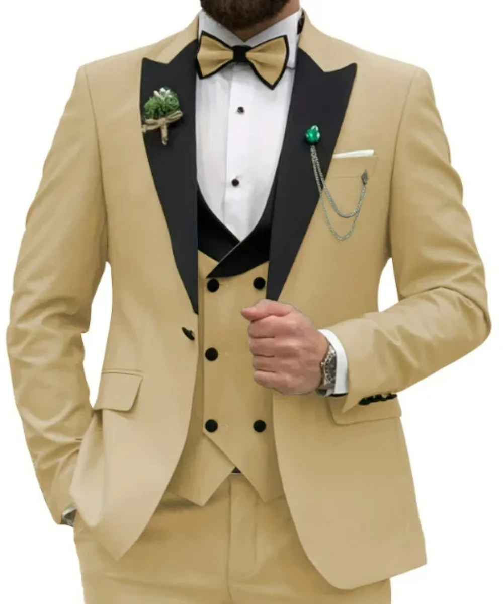 Traje informal de negocios para hombre, conjunto de tres piezas, chaqueta, pantalones, chaleco, vestido de banquete de boda, nuevo