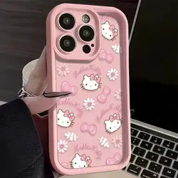 Sanrio Ins Hello Kitty Phone Case For Iphone 16 15 14 12 13 11 Pro Max XR XS X MINI 7 8Plus Y2k Girl Gift Soft Silicone Cover