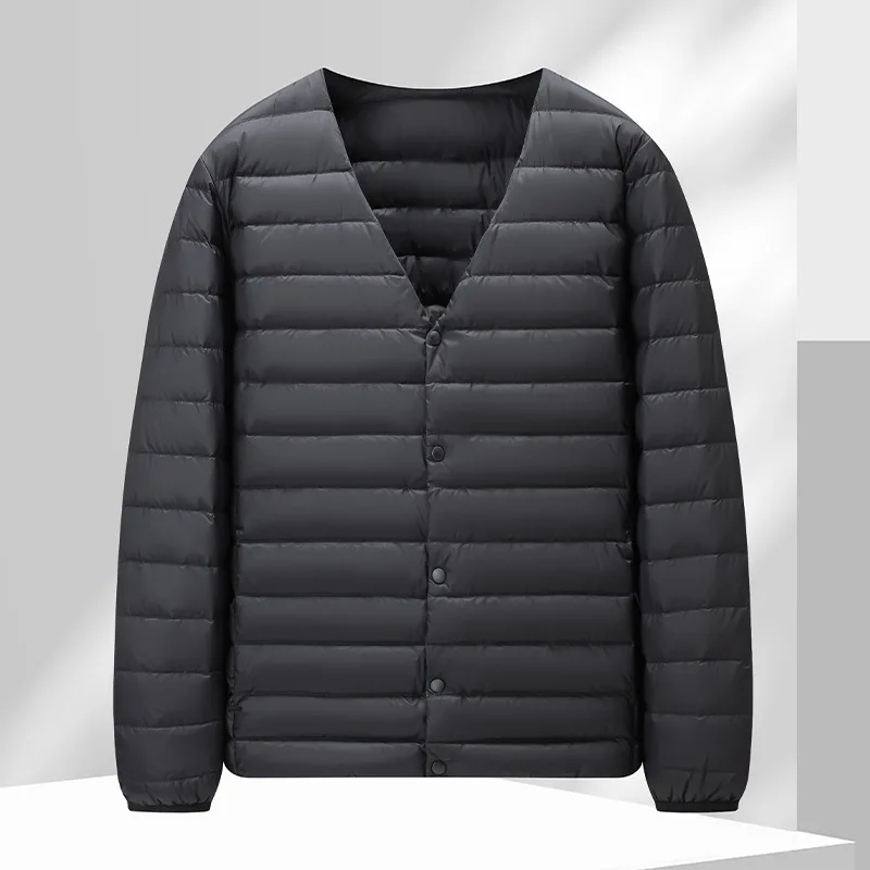 Chaleco ligero de plumas de pato blanco para hombre, chaqueta de otoño e invierno, nuevo estilo, ropa interior cálida, Top de corte A, longitud corta