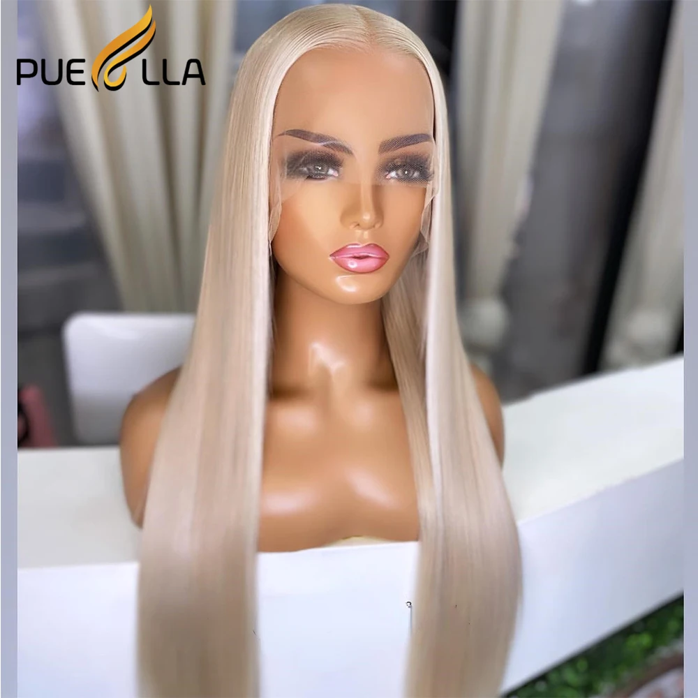 13x6 Transparent Lace Frontal Wig Human Hair 13x4 Straight Platinum Blonde Highlight Wig Brazilian Human Hair Wigs 180 Density