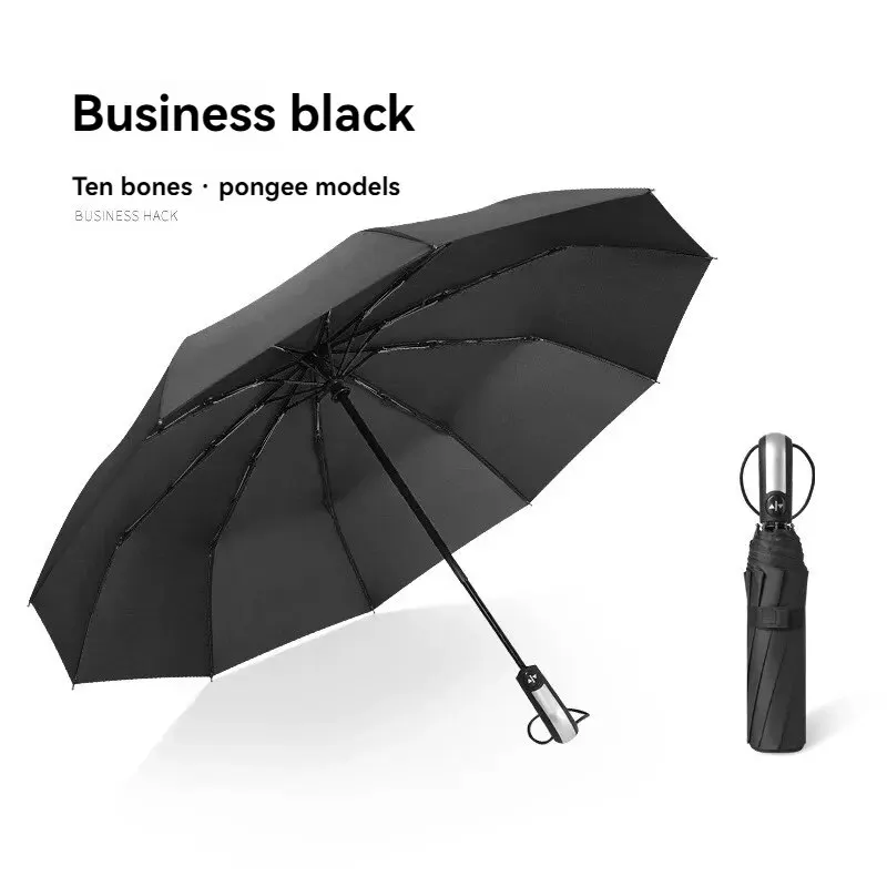 Automatic Folding Vinyl Umbrella, Ten-Bone Umbrella Is Strong, Windproof and Rainproof, Large Umbrella for Business Use