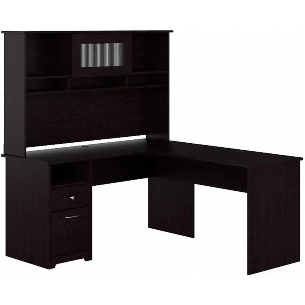 

60W Single Pedestal Oak Desk with Hutch, Cabot Style