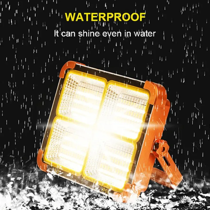 Portable Solar Charging Floodlight IP66 waterproof LED Camping Light 1000W Power Bank 8000mAh For Outdoor Emergency Lighting