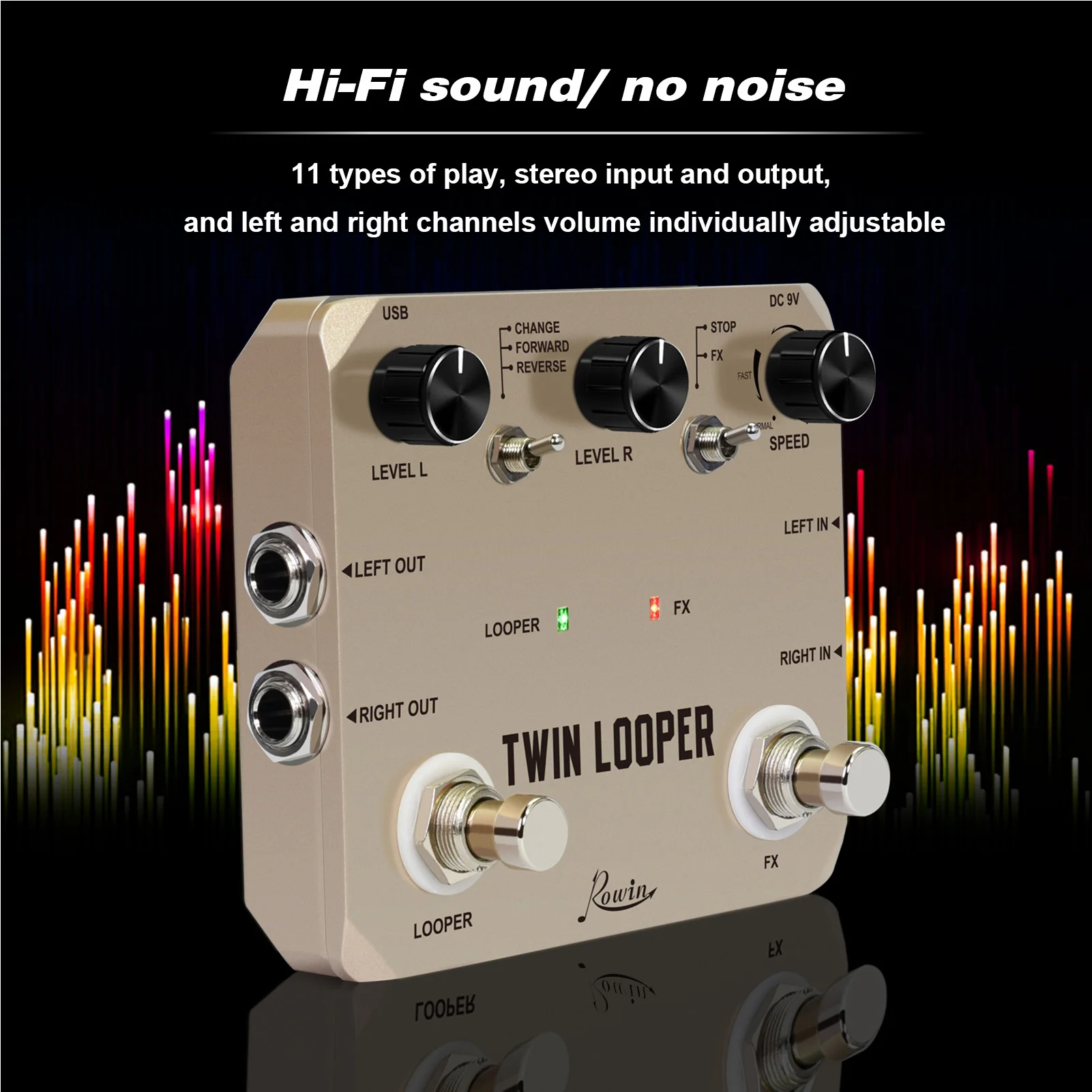 Looper Pedal Guitar w 2 Footswitch 11 Playback Types 10-Minute Recording 24-Bit Sampling Zinc Alloy Guitar Loop Station Pedal