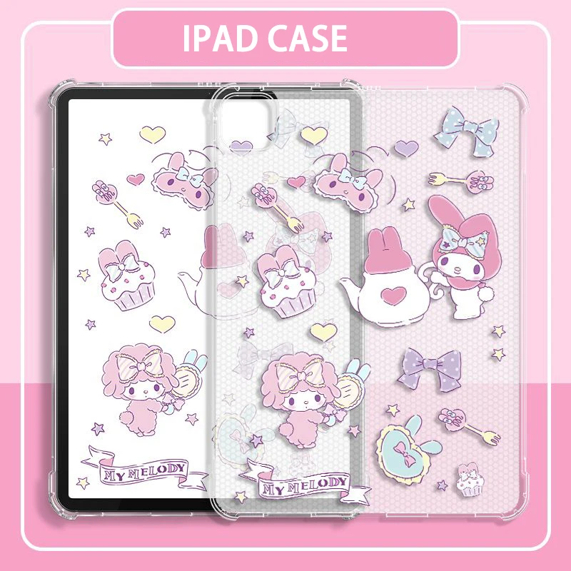 Kawaii MyMelody Silicone Case for iPad Pro 11 12.9 TPU Airbag Cover for Ipad  Air 4 5 Mini 1 2 3 4 7/8/9th 10th 10.9 Back Cover