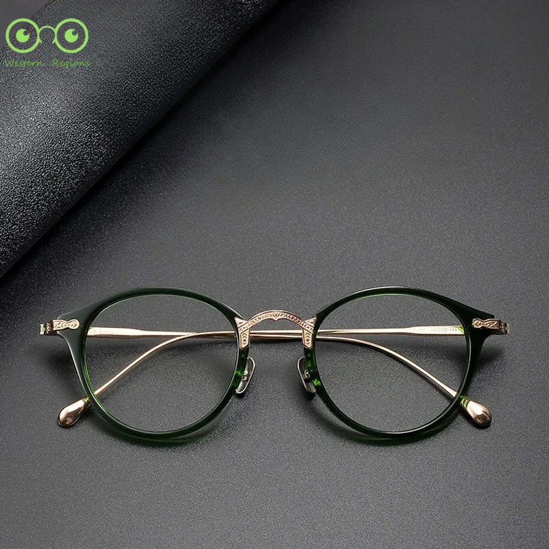 

Японский номер высоты из чистого титана, мужские и женские очки в оправе в стиле ретро, полнокадровые дизайнерские очки ручной работы из ацетата для близорукости