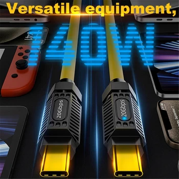 맥북 아이폰용 고속 충전 데이터 케이블, 8K @ 60Hz PD140W, 20Gbps USB C to C 용수철 케이블, C타입 확장 가능 연장 코드