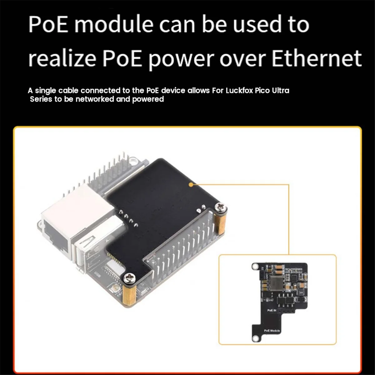 AB20-For Luckfox Pico Ultra WiFi Development Board+POE Module RV1106 RISC-V Linux WiFi6+BT5.2 8G EMMC Supports PoE Ethernet