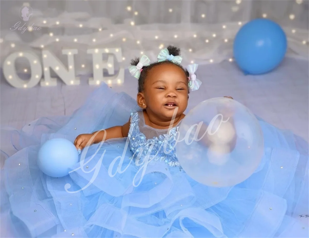 Girl Clothes Fluffy Flower Girl Dress Sky Blue Ruffles For Weddings Beading Little Girls Pageant Birthday Party Gown