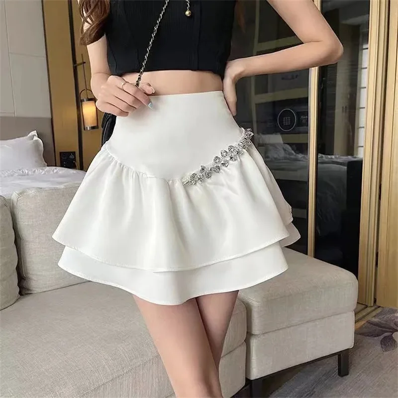 

Летние кавайные белые бальные юбки, женские модные облегающие мини-юбки Giris Y2k, универсальные эластичные высокие Wa