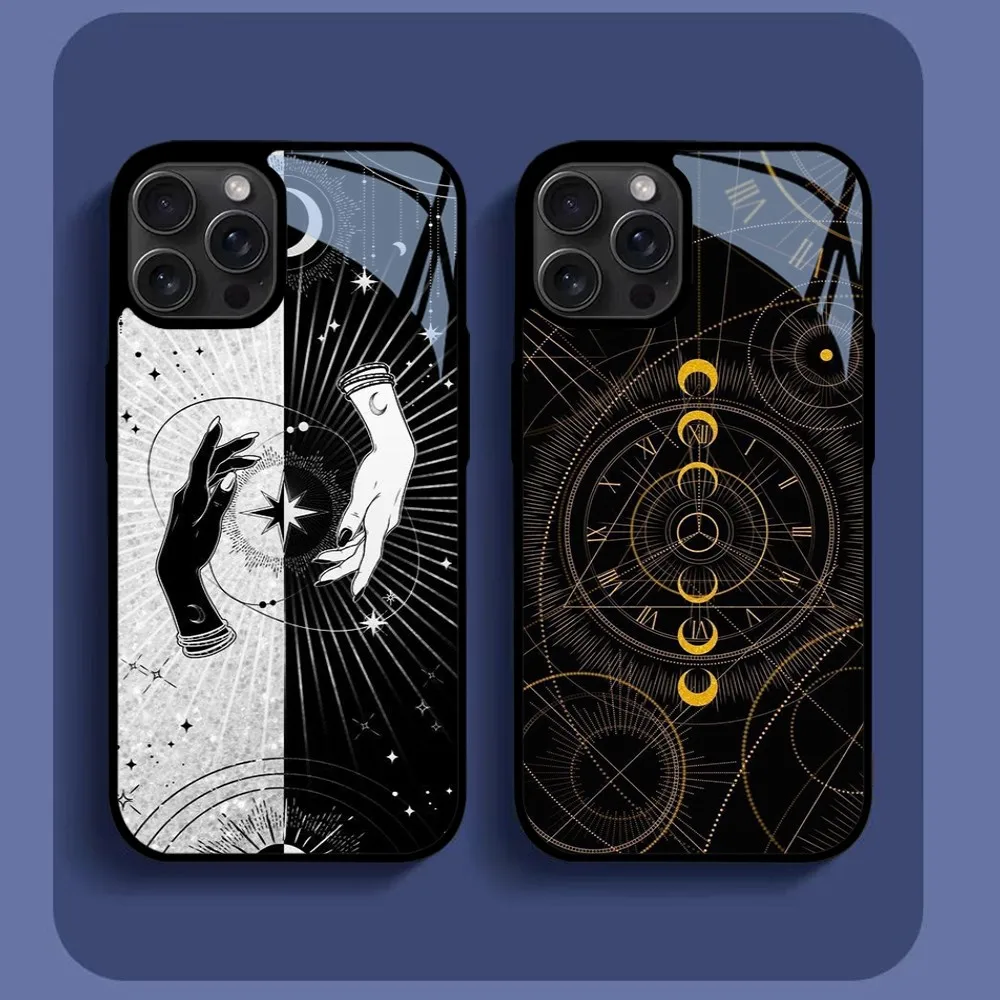 Art C-Celestial H-Hands Art Print Phone Case For iPhone16 15 14 13 12 11 Pro Xs Max Mini XR X 7 8 Plus luxury Mirror Hard Funda