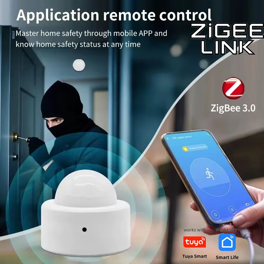 

Умный мини-датчик движения Tuya Zigbee 3.0 PIR, инфракрасный датчик присутствия человека, защита от краж, управление через приложение Smart Life, дистанционное управление, сигнализация, совместимость с Alexa
