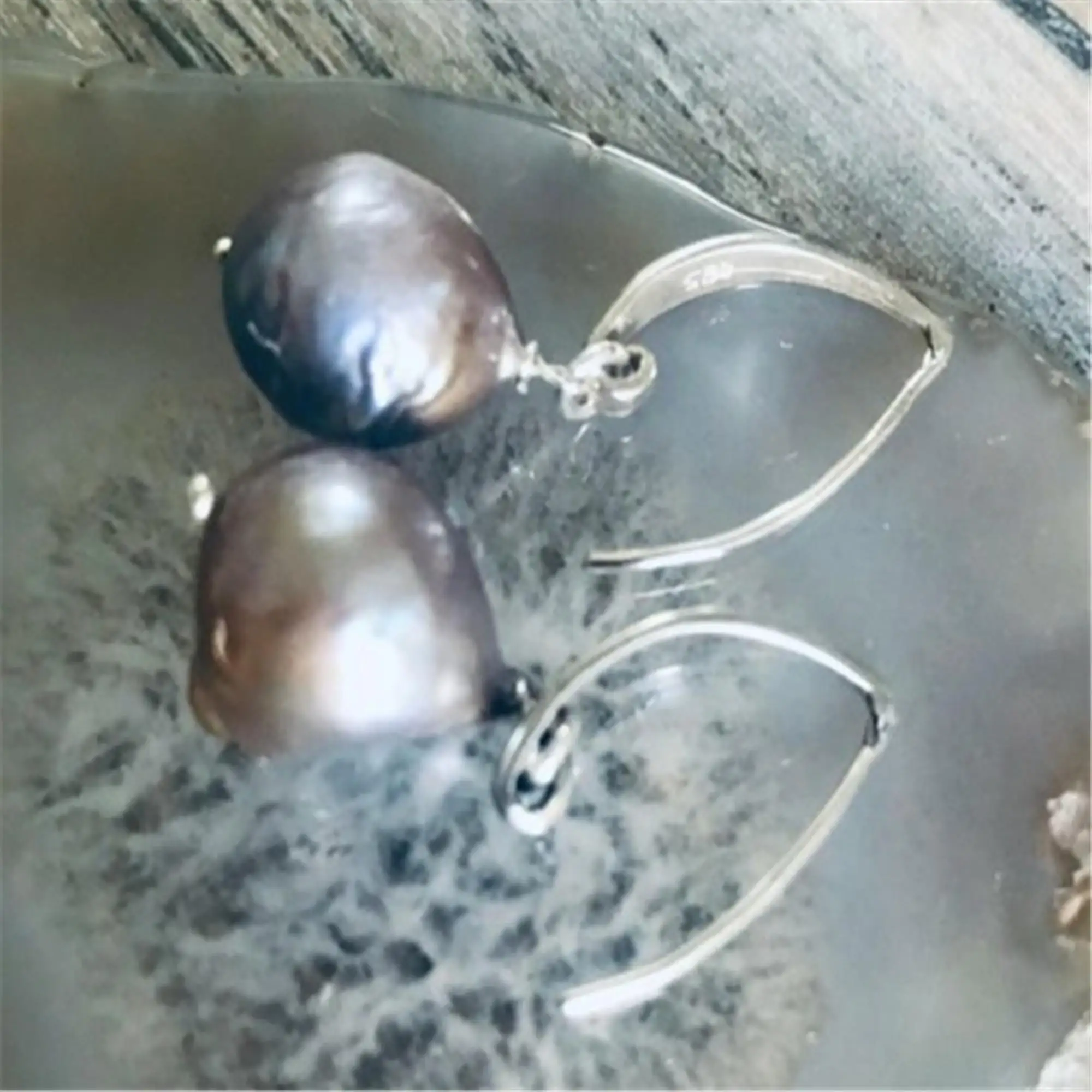 

Freshwater pearls Gray Baroque South Sea Pearl Earring Dangling Meisje Beaded Silver Earbob Eardrop Jewelry Gold