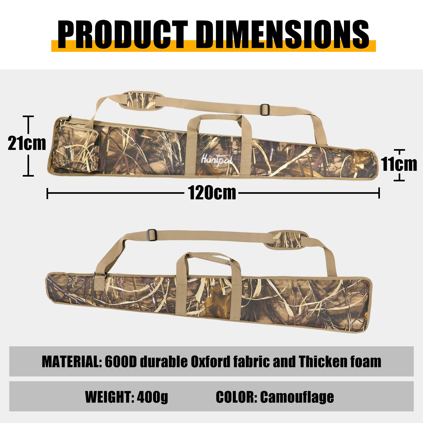 Soft Rifle Case Tactical Carrying Waterproof Adjustable Camouflage Gun Bag with Portable Handle and Shoulder Strap for Hunting