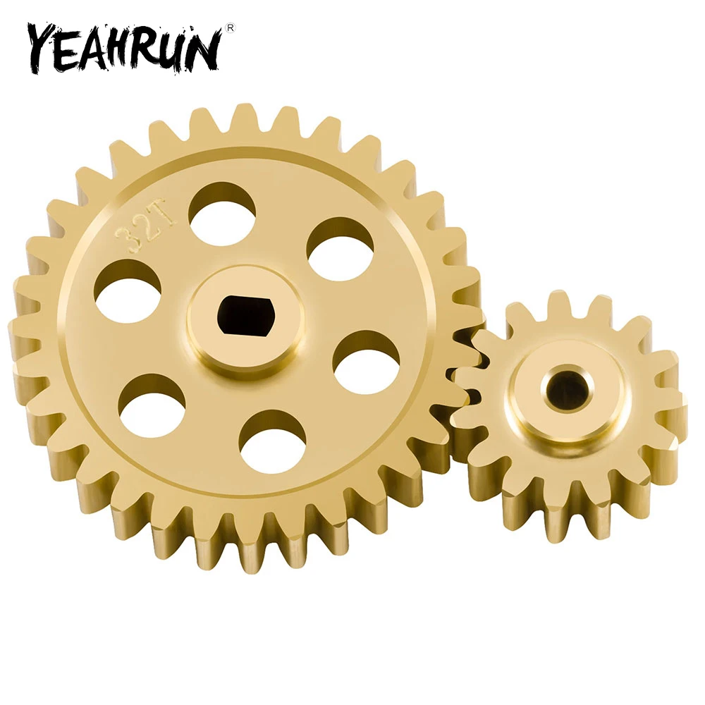 YEAHRUN 15T+32T Brass Geaxbox Gears for LOSI 1/24 Micro-B RC Buggy Truck Model Upgrade Parts