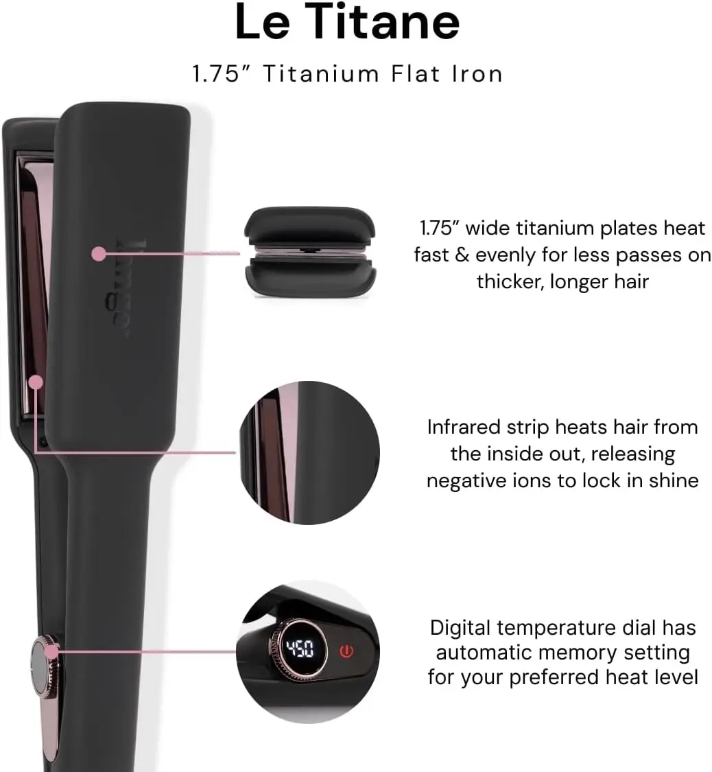 Titanium Hair Straightener Flat Iron with Curved-Edge Design for Versatile Styling