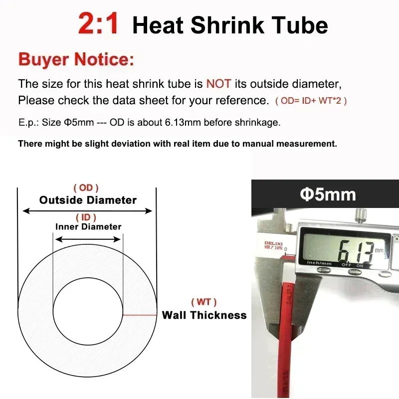 1/5/10M Red 2:1 Heat Shrink Tube Dia. 0.6mm ~ 80mm Wire Repair DIY Cable Protector Thermoresistant Heat Shrink Tubing Wrap