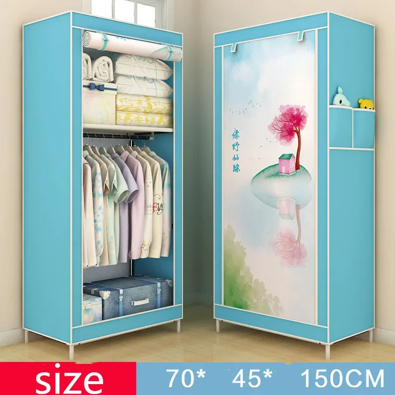 Folding Portable Cabinets for Living Room Portable Wardrobe Dresser Wooden Couple Wardrobe Organizers Clothe