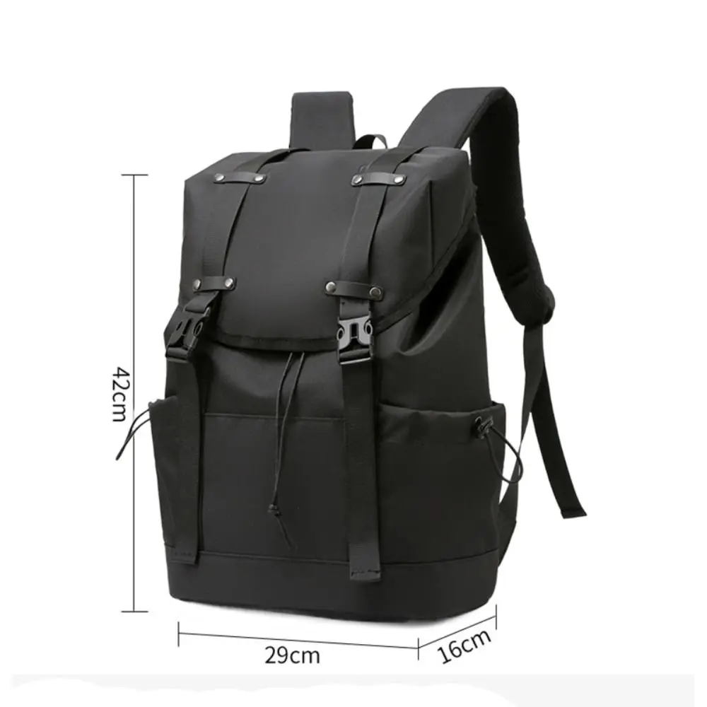 Mochila de nylon impermeável para homens, mochila para laptop de viagem de várias camadas, grande capacidade, bolsa escolar casual, cor sólida