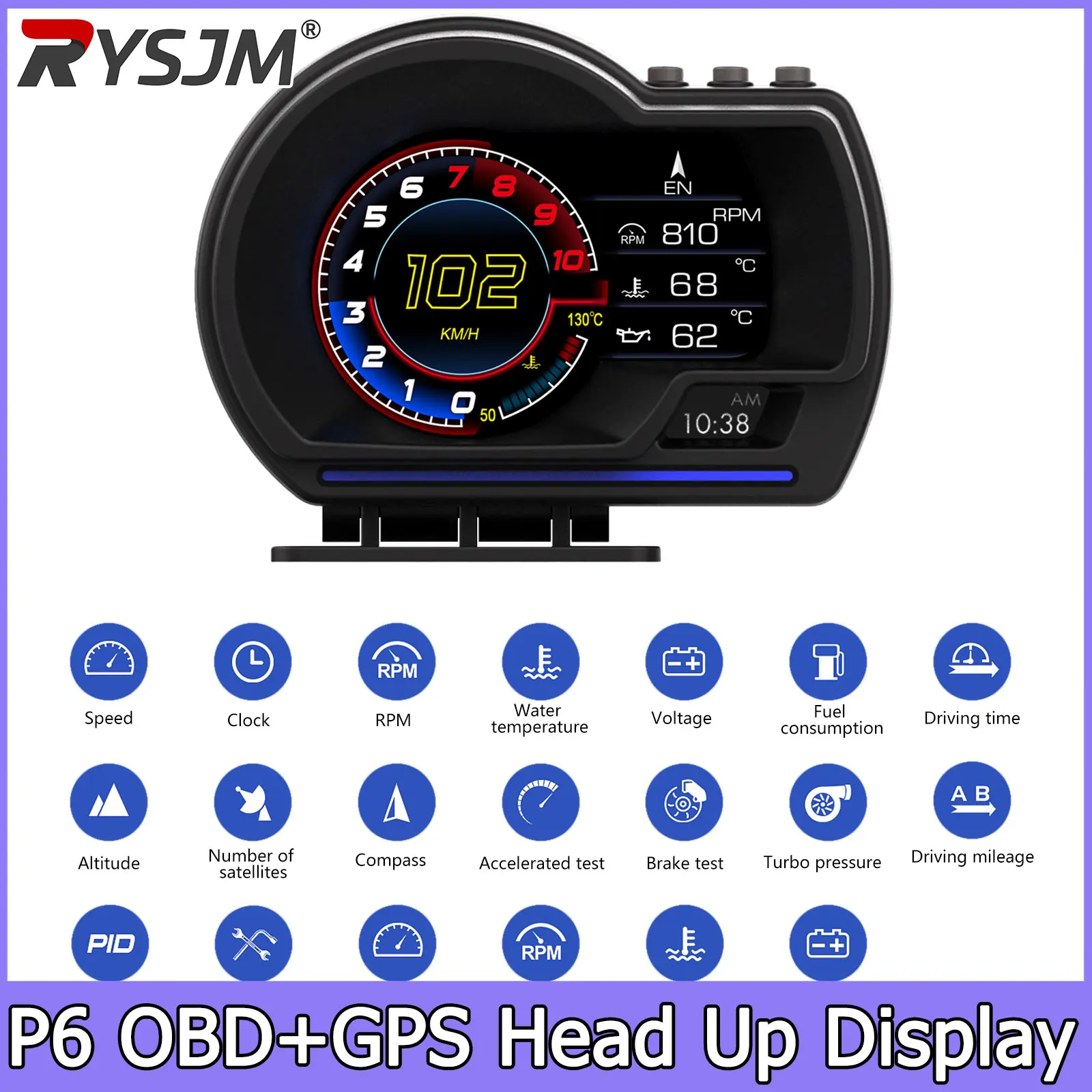 hud-p6-obd2-ディスプレイオンボードコンピュータ車の-gps-スピードメーター水温計ターボ圧力カーアクセサリー