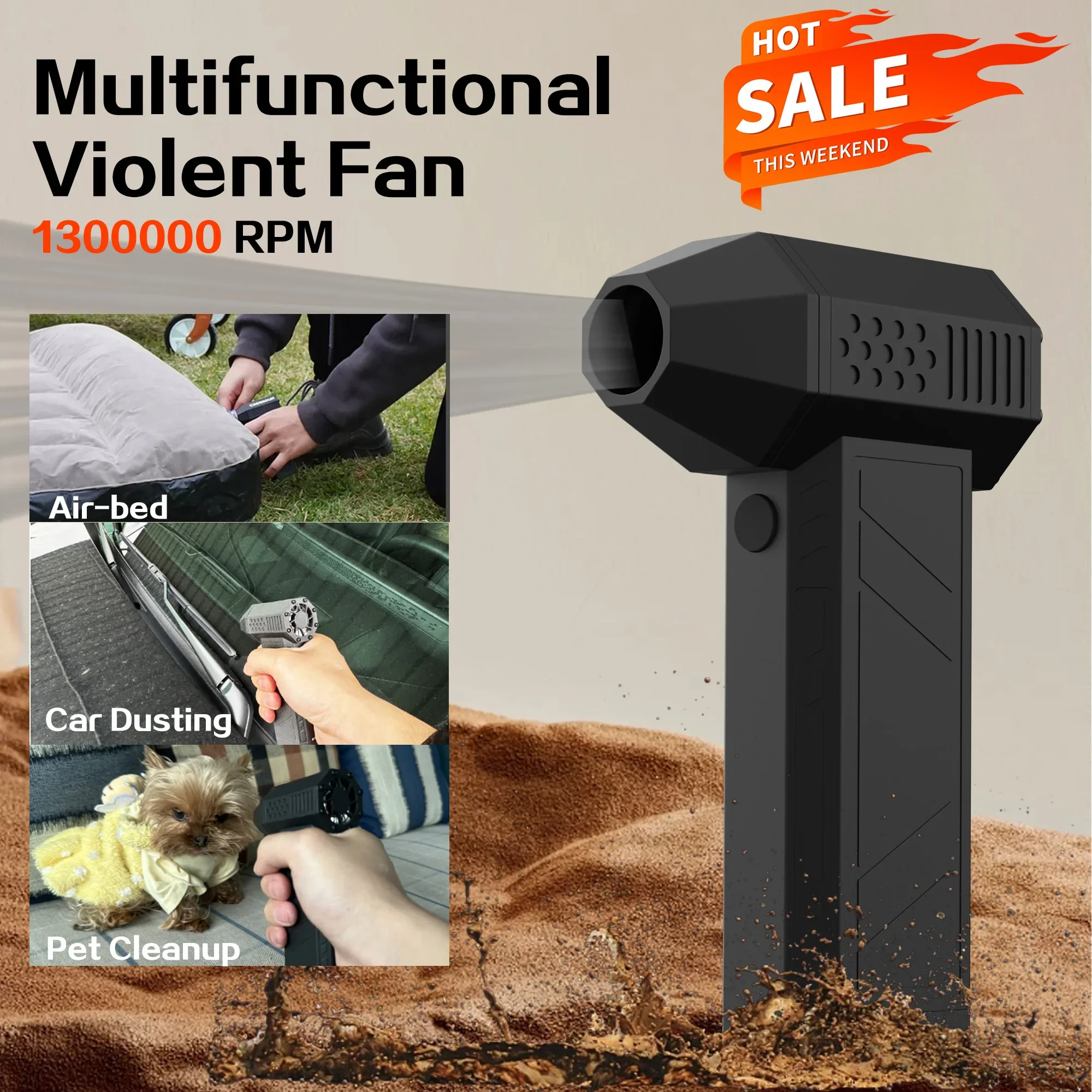 

CROSSGUN Hyper Jet Powerful Fan Portable Handheld Multifunctional High-Speed Blower with LED Lights for Dust Removal Outdoor