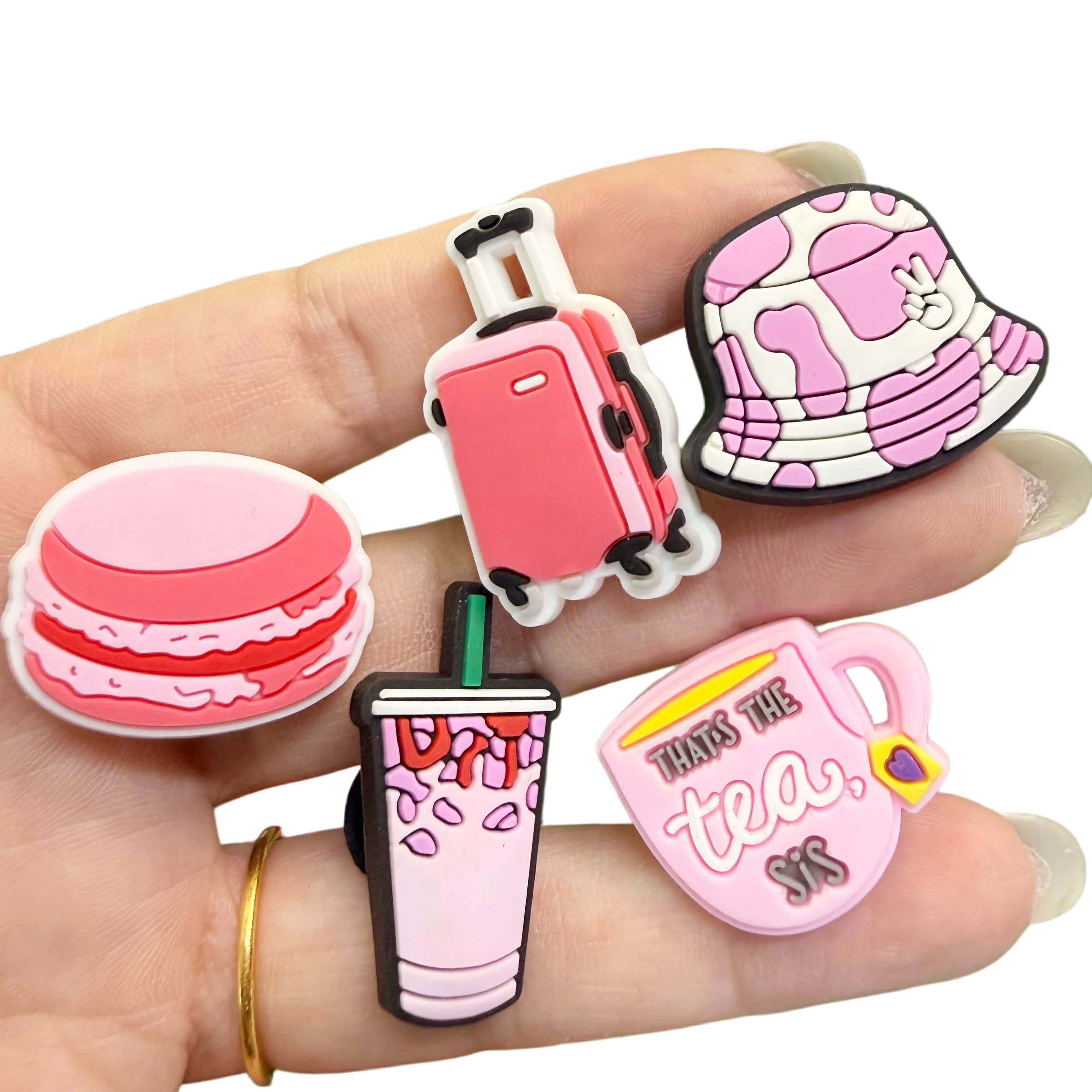 29-100Pcs Mix Pink Styles Girl Power PVC Slipper Buckle Charms Real Friends Garden Shoe Ornaments DIY Woman Phone Case