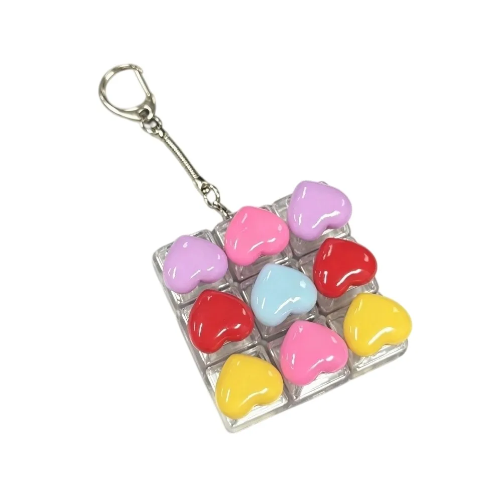4/9 Keys Heart Keyboard Clicker Keychain Love Heart Desktop Decoration Fingertip Button Keyring Portable Creative
