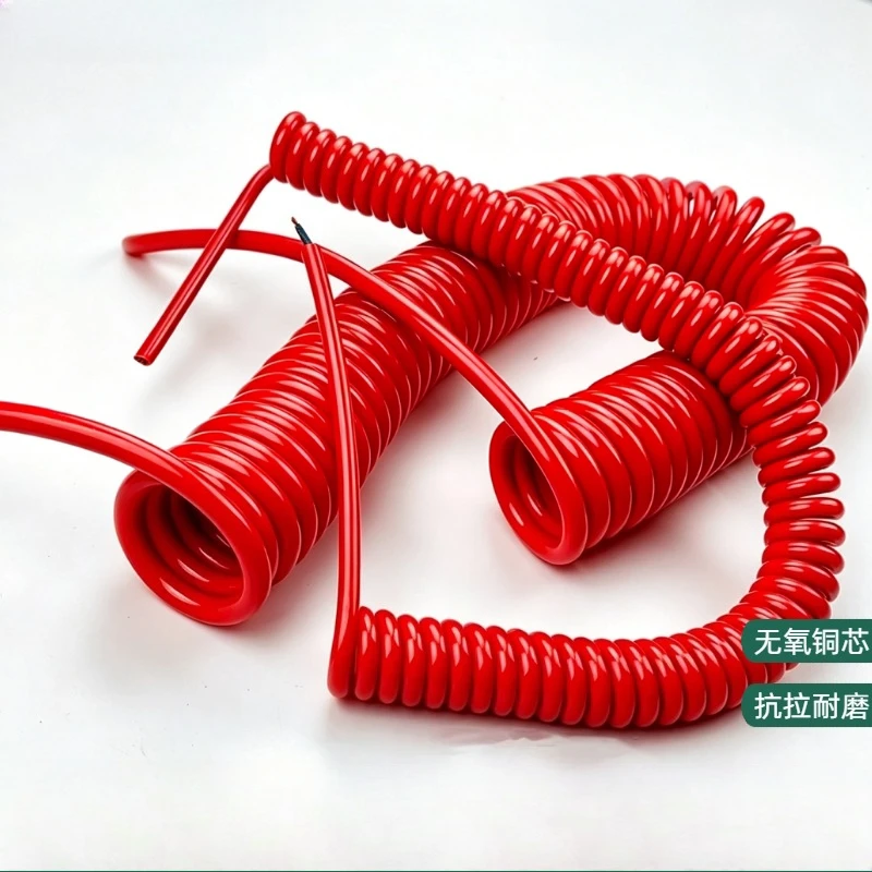 Red Spring Spiral Cable Telescopic Wire 2Cores 0.5² Stretch 1/2/3/4/5/6/7/8/9/10 Meters Stretchable Wire Shrinkable Cable