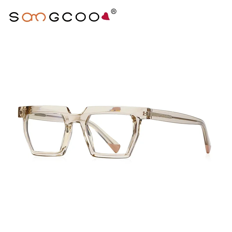 Geometric Pink Frame Men and Women Decorative Designer High-end Brand Acetate Eyewear frame Hyperopia Reading Optica Eyeglasses