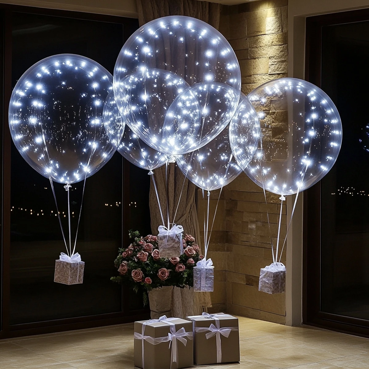 10 قطعة مقبض بالون Led مع ضوء مضيئة شفافة بالونات الهيليوم بوبو الزفاف حفلة عيد ميلاد الديكور LED ضوء بالون