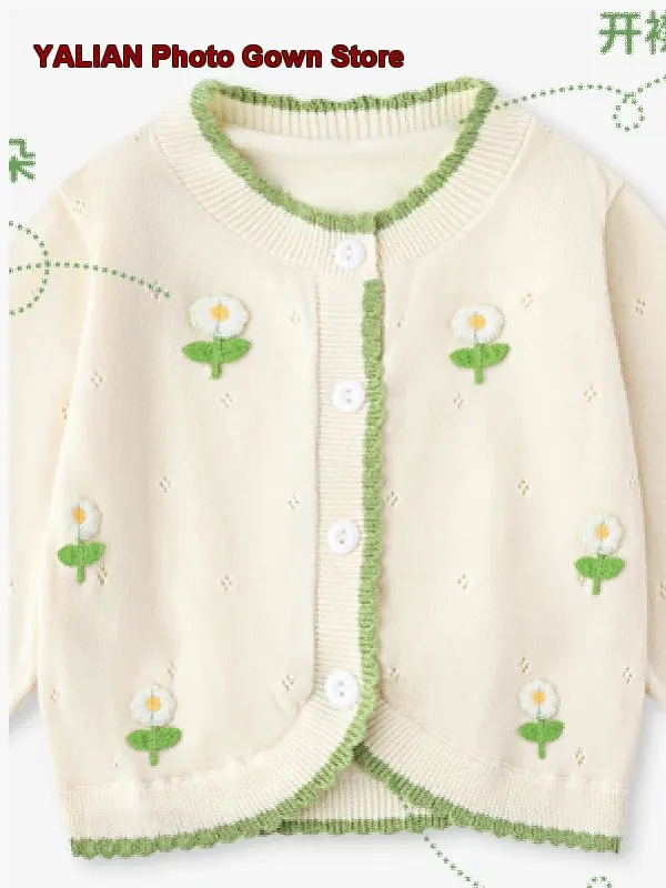 Baby Girl Knit Cardigan Infants Spring Autumn Light Warm Base Layer Top for Outings