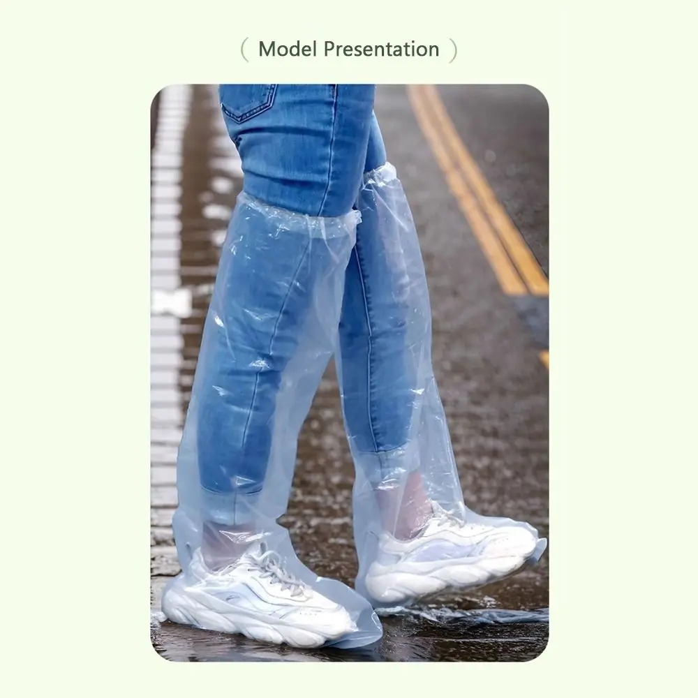 5pairs Transparent Disposable Rain Boot Covers Thickened Waterproof Foot Wrap Rainpants Oil Resistant Non-slip