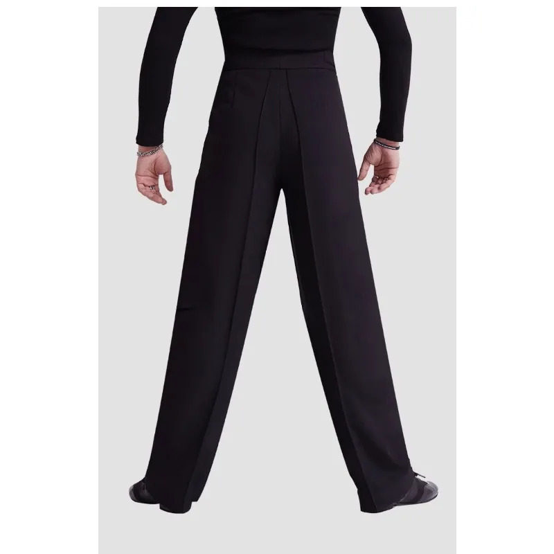 Calças de dança latina personalizadas, roupa de prática de cintura alta masculina, calças profissionais de dança de salão, pernas largas