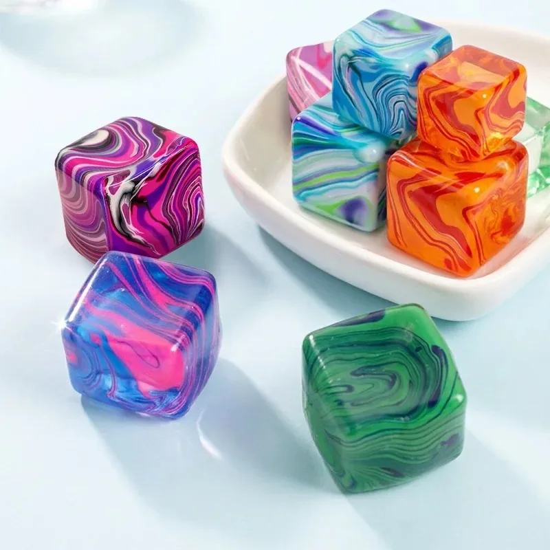 Schylling Needoh Nice Cube Maltose Rhyolite Swirl Solid Mixed Colors Slow Rebound Squishy Squeeze Toy for Anxiety Stress Relief