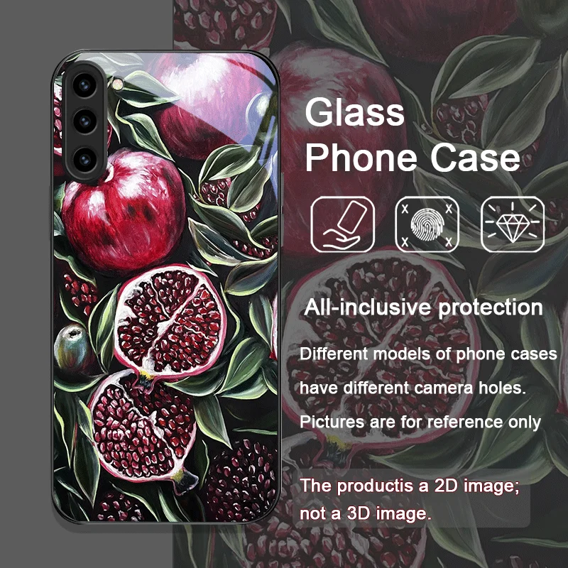 Luxurious Pomegranate Flower Pattern Tempered Glass Phone Case for Samsung Galaxy S25 Ultra S24 S23 Plus S22 S21 S20 FE 5G Cover - view 4