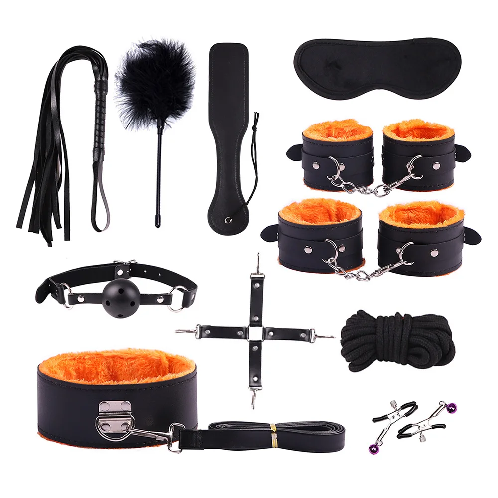 12PCS BDSM Bondage Set Handcuffs Ankle Cuffs Ball Gag Whip Spanking Paddle Rope Eye Mask Adult Sex Toy for Women Men Couples Kit view 5