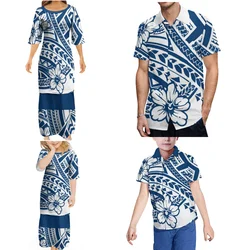 Family Set Late Image Tribal Design High-Quality Printed Children's Custom Puletasi Dress Shirt Polynesian Prints Pacific Island